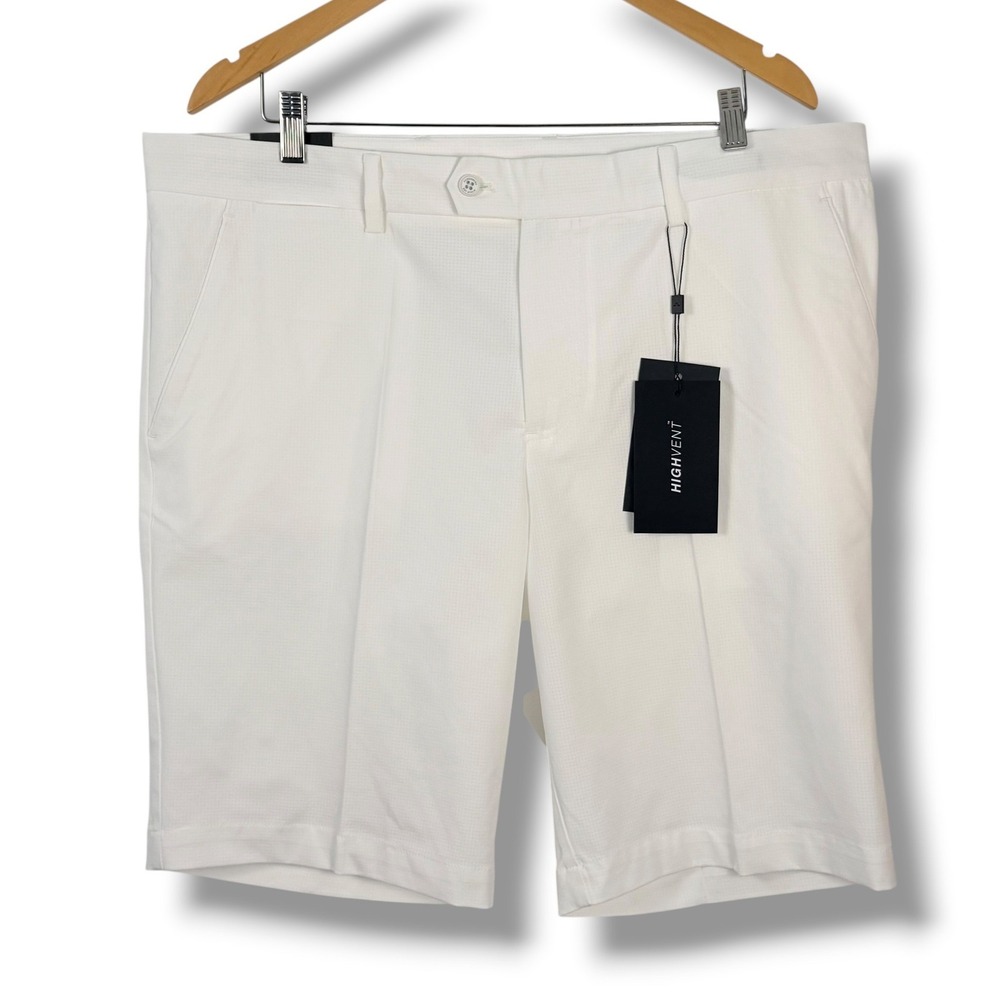J.Lindeberg Vent Shorts Mens 38 White Golf High vent Polyester Breathable Preppy